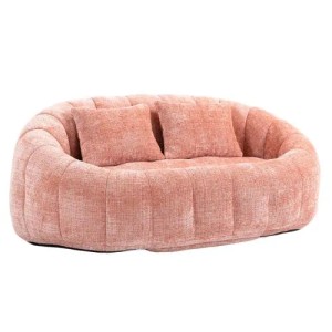 PXloue Stoffsofa Sofa Couches mit 2 Kissen Chenille Schaumfüllung 150 kg Rosa