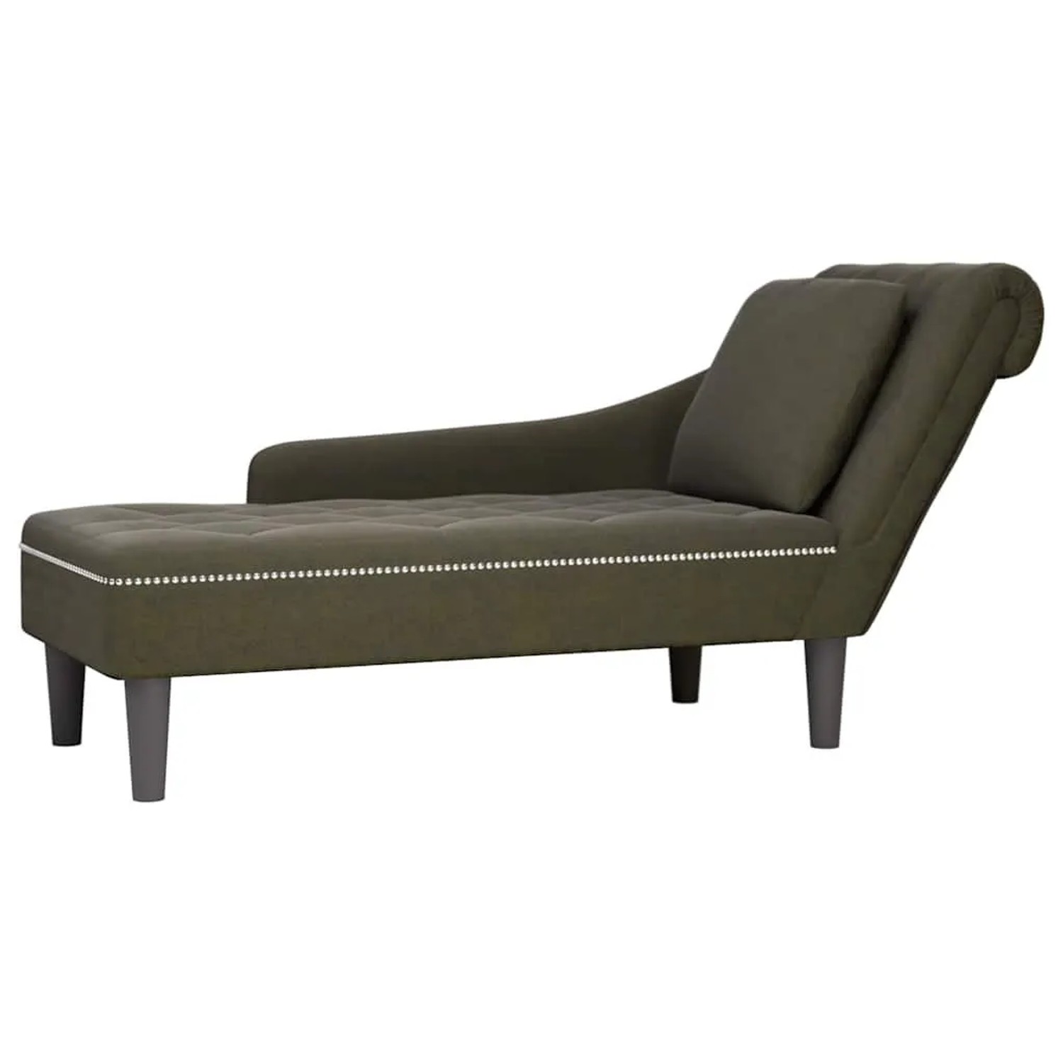 vidaXL Chaiselongue mit Kissen & Rechter Armlehne Armeegrün Kunstleder 4009859