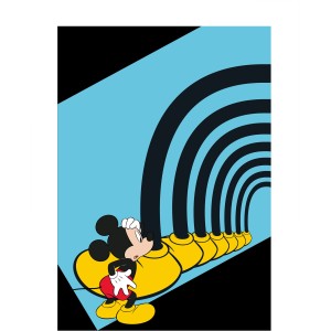 Wandbild: Mickey Mouse im Tunnel, 30x40 cm. Comic-Motiv für Kinderzimmer.