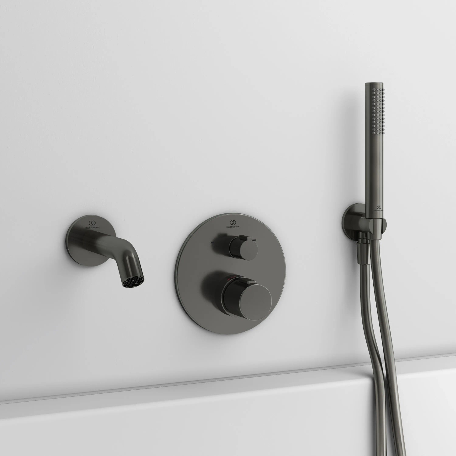 Ideal Standard Idealrain Atelier Brausehalter, rund, Magnetic Grey. Duschzubehör für Handbrause.