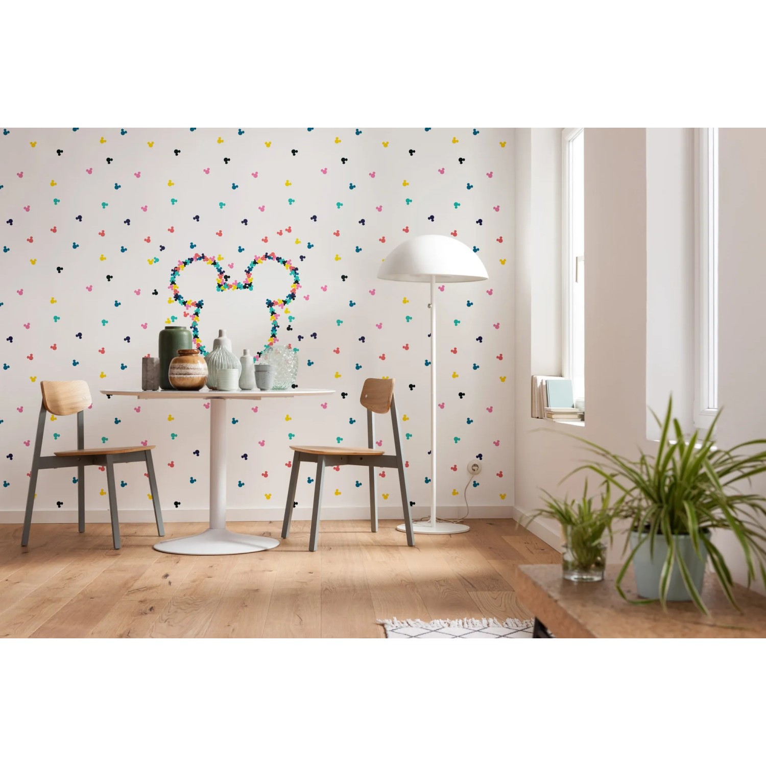 Komar Vlies Fototapete mit Mickey Mouse Muster für Kinderzimmer, 400x280 cm.