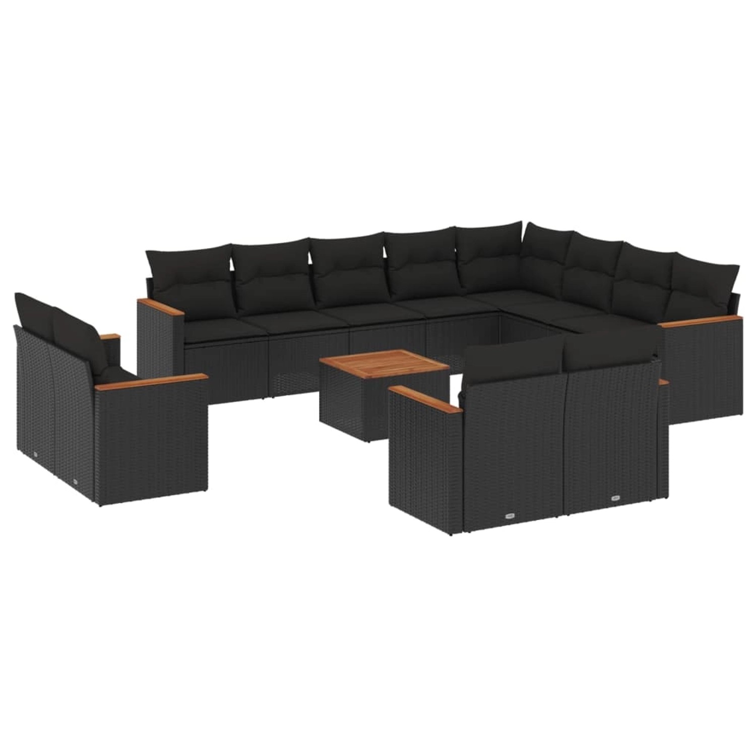 vidaXL 13-Tlg Garten-Sofagarnitur mit Kissen Schwarz Poly Rattan 3258919 günstig online kaufen