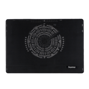 Schwarzer, ultraflacher Hama Laptop-Kühler mit Lüfter für Notebooks bis 15,6 Zoll.