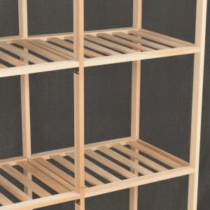 Detailansicht: Holzrahmen des vidaXL Kleiderschranks mit Regalböden.