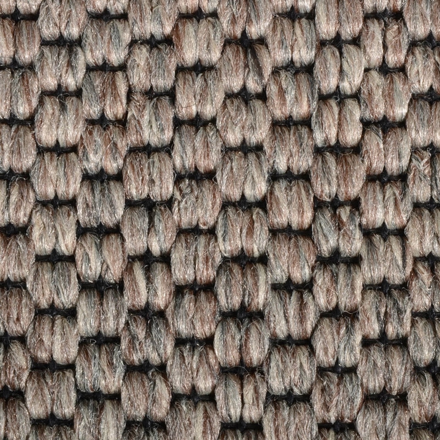 Detailaufnahme: Teppich Kalkutta in Sisaloptik, Farbe Taupe. Meterware nach Maß.