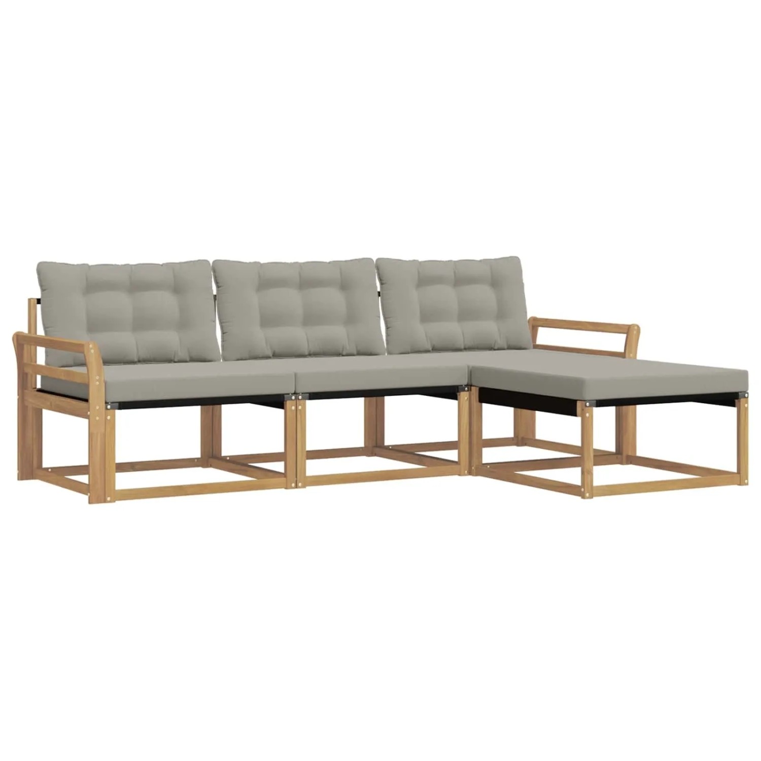 vidaXL Outdoor-Sofagarnitur mit Kissen 4 Stk Weiß und Hellgrau 3388565