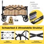 Sekey XXL Bollerwagen, faltbar, schwarz, mit Säcken beladen. Ideal für Camping & Transport.
