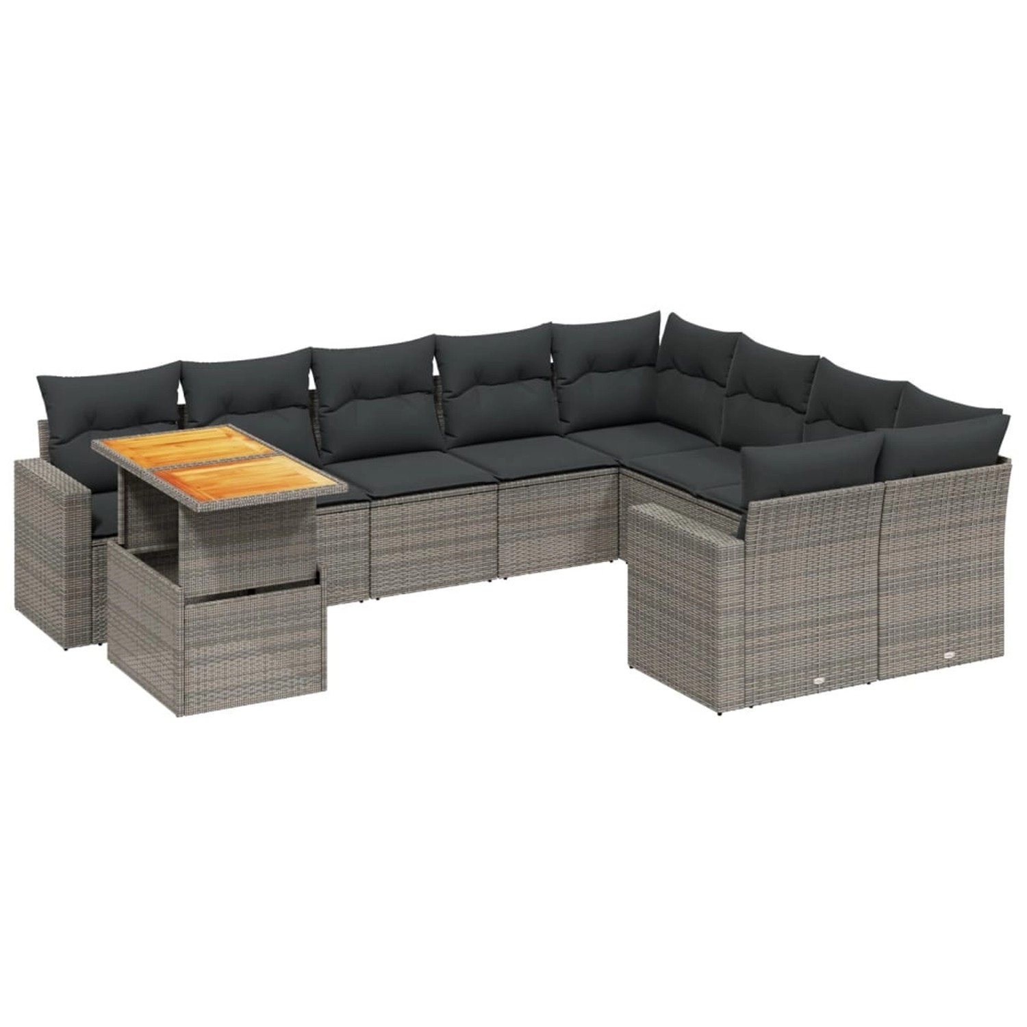 vidaXL 10-Tlg Garten-Sofagarnitur mit Kissen Grau Poly Rattan 3271480 günstig online kaufen