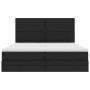 Schwarzes vidaXL Bett (200x200 cm) mit LED-Leisten und Stoffbezug.