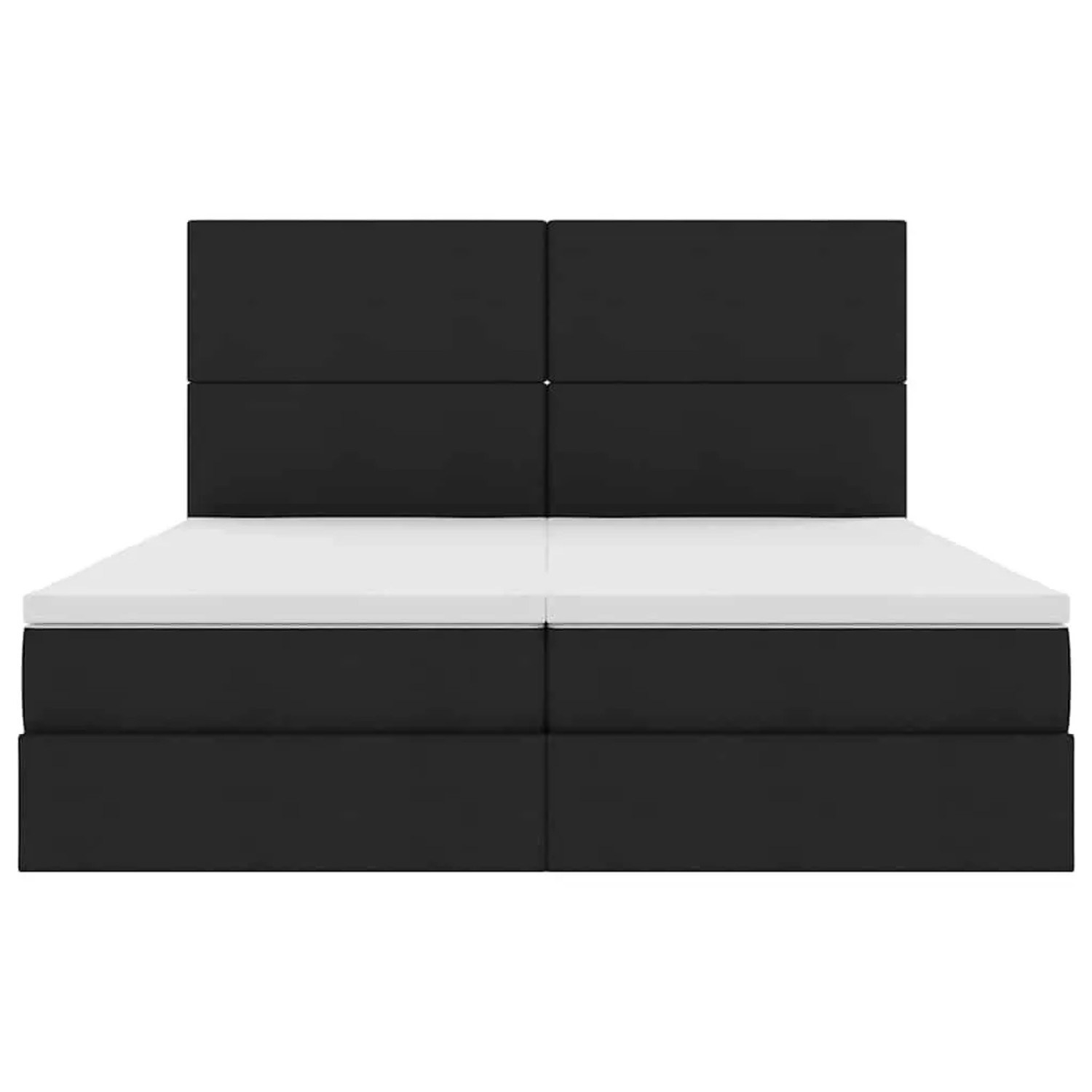 Schwarzes vidaXL Bett (200x200 cm) mit LED-Leisten und Stoffbezug.