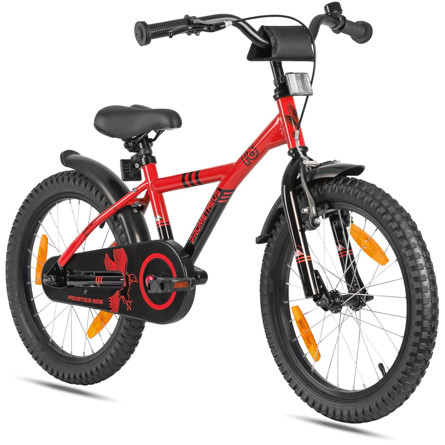 PROMETHEUS BIKES Kinderfahrrad 18 Zoll ab 5 und 6 Jahre mit Stützrädern und Rücktrittbremse Rot