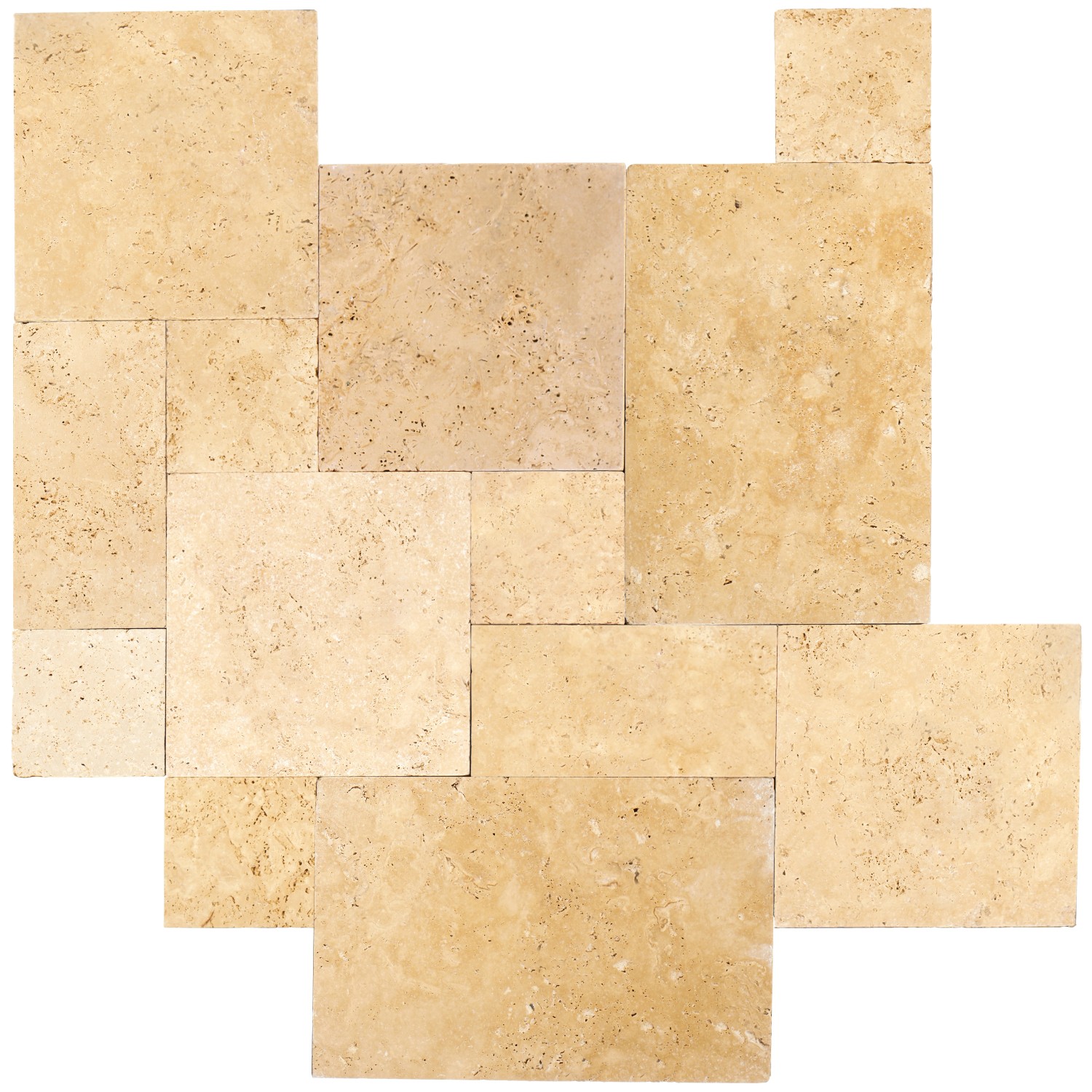 Bodenplatten-Set Travertin Ivory Classic gesägt und getrommelt röm. Verbund