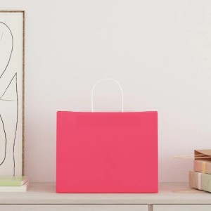 vidaXL Papiertragetaschen 250 Stk mit Henkeln Rosa 32x22x24 cm 4101679