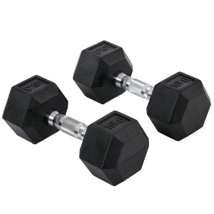 HOMCOM Hantelset, 2x10kg, Sechseck-Design, gerändelter Griff für sicheren Halt beim Sport.