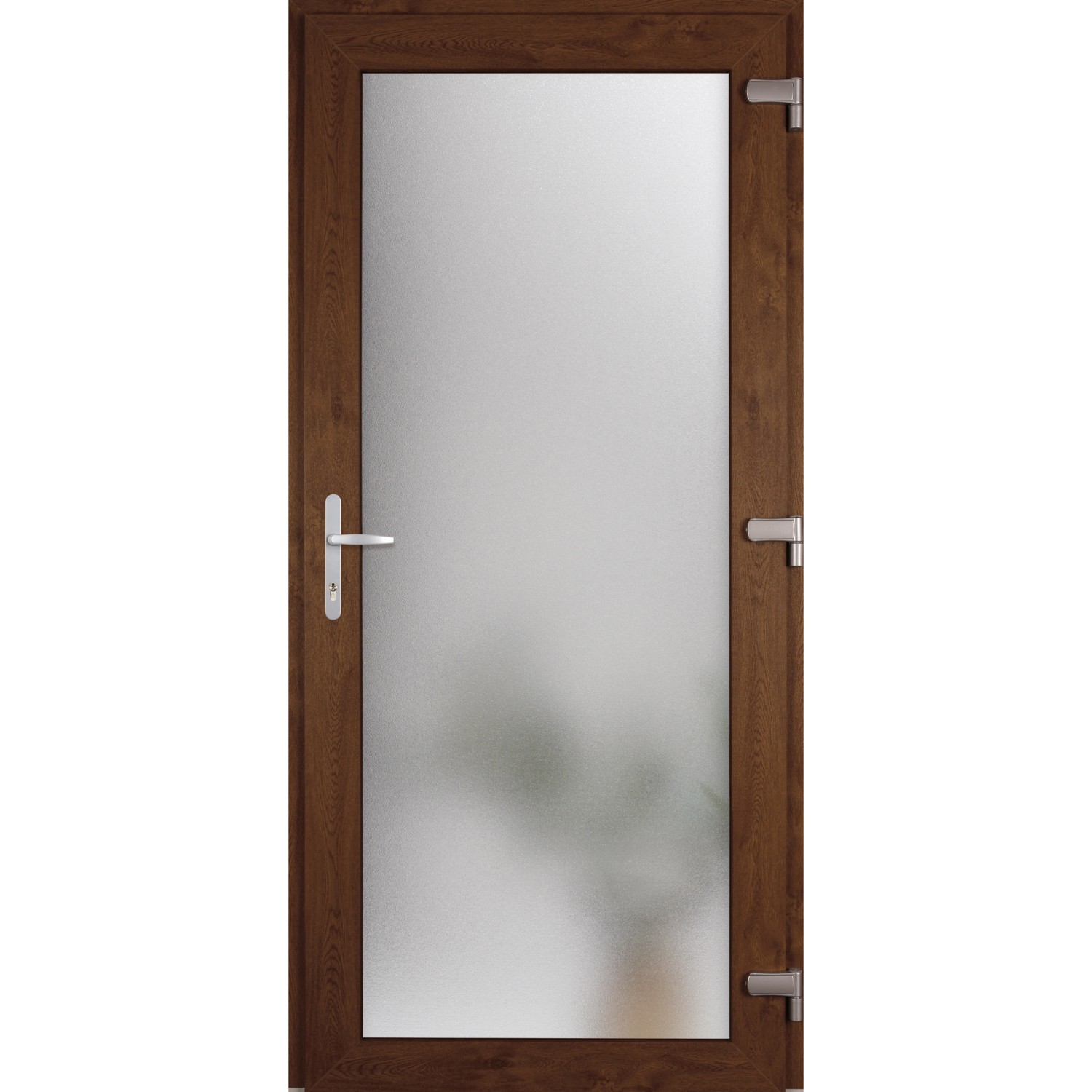 Nebeneingangstür G7427S2 Schwenkhakenschloss Weiß-Oak Ornamentglas R auf Maß