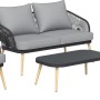 4-teiliges Lounge-Set Edna anthrazit mit Seilbespannung, inkl. Auflagen und Tisch.