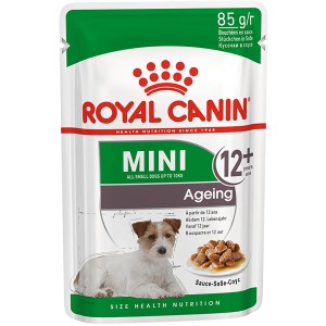 Royal Canin Mini Ageing 12+ Nassfutter für kleine, ältere Hunde im 85g-Beutel.