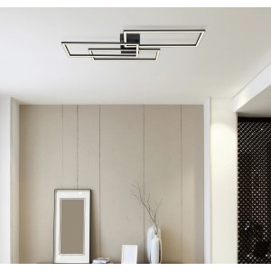 Moderne, dimmbare LED-Deckenleuchte Tiny, schwarz matt, mit rechteckigen Elementen. Smart Home kompatibel.
