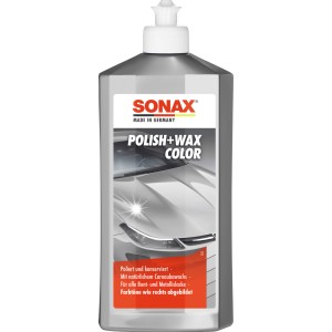 Sonax Polish & Wax Color Silbergrau 500ml Flasche für Autopflege.
