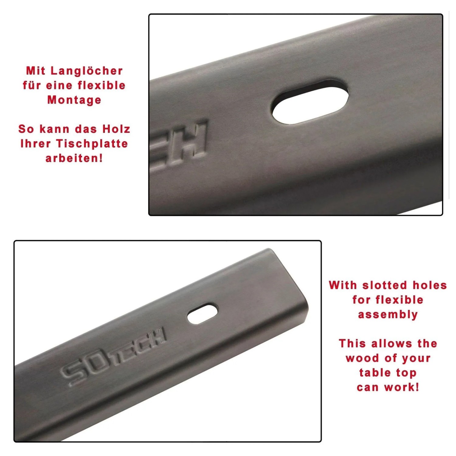 SOTECH 3 Stück Gratleisten U-Form 700 x 40 x 20 mm Vintage Look für Tischplatten_3