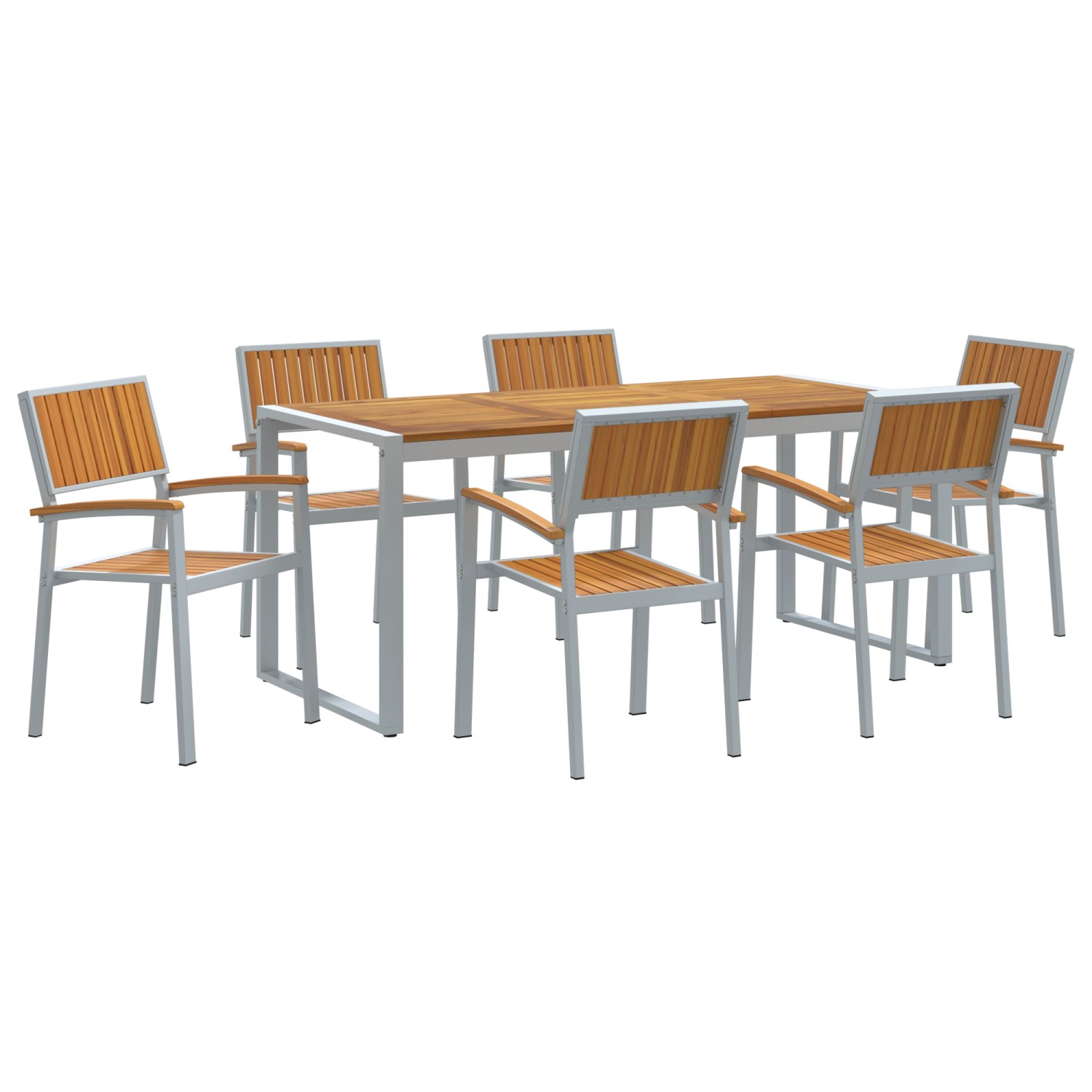 vidaXL 7-Teiliges Garten-Esszimmer-Set aus Massivem Akazienholz und Metall günstig online kaufen