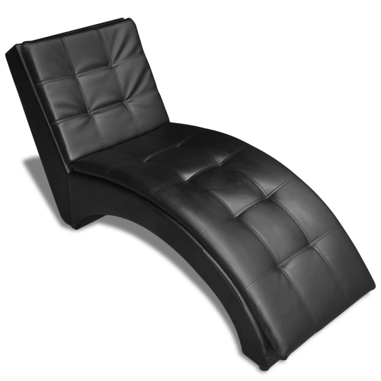 Schwarze vidaXL Chaiselongue aus Kunstleder mit Kissen, modernes Design für Wohnzimmer und Entspannung.