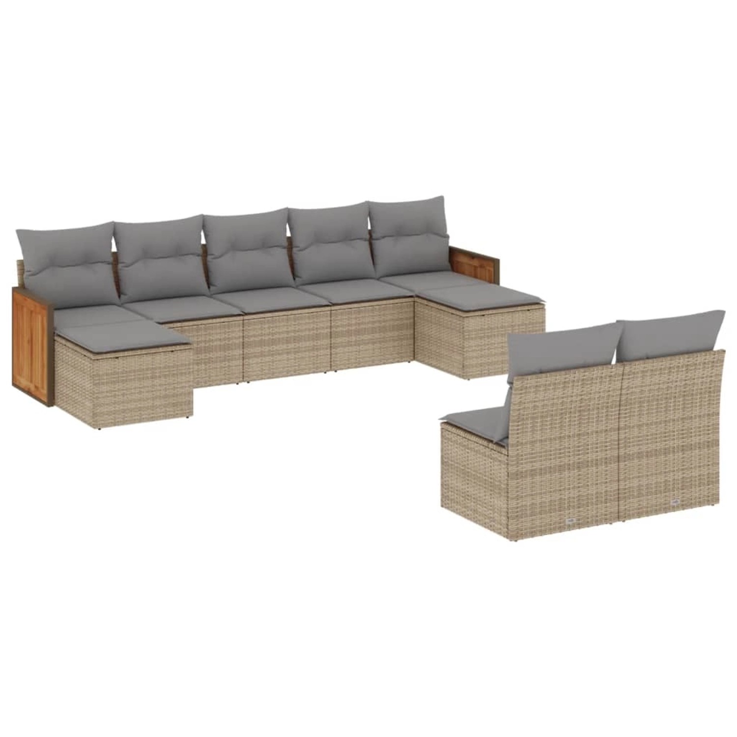 vidaXL 9-Tlg Garten-Sofagarnitur mit Kissen Beige Poly Rattan 3260456 günstig online kaufen