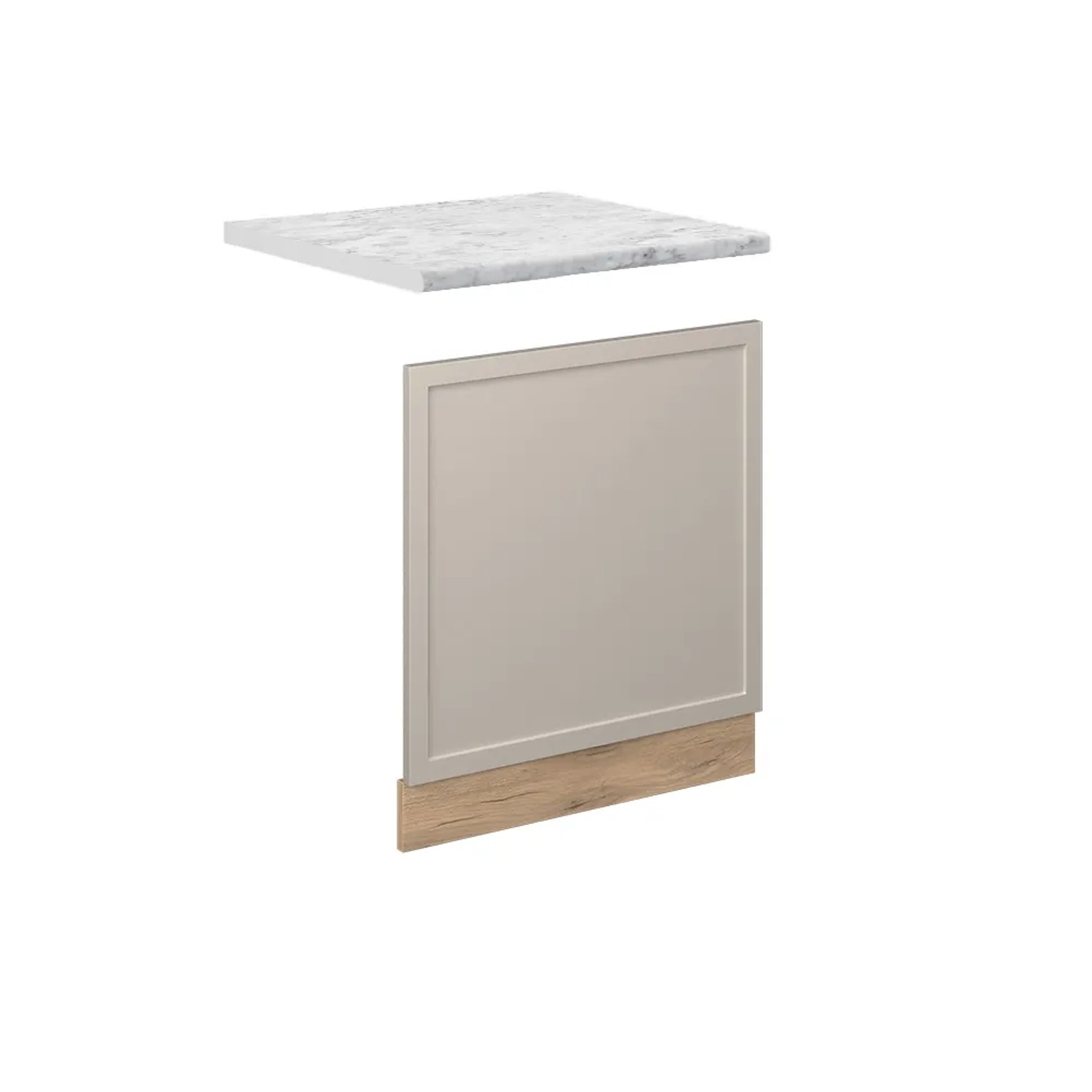 Vicco Frontblende Fame-Line GrauBeige 60 cm AP Marmor mit Goldkraft Eiche Korpus