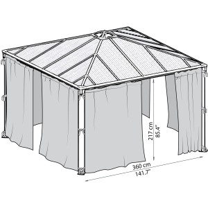 Palram Canopia Vorhangset für Pavillons, anthrazit, mit Reißverschlusstür. Zubehör für Lauben.