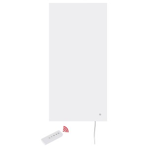 Weißes E2 Elektro Heizpaneel Infrae² Smart & Easy L 700 W mit Fernbedienung.