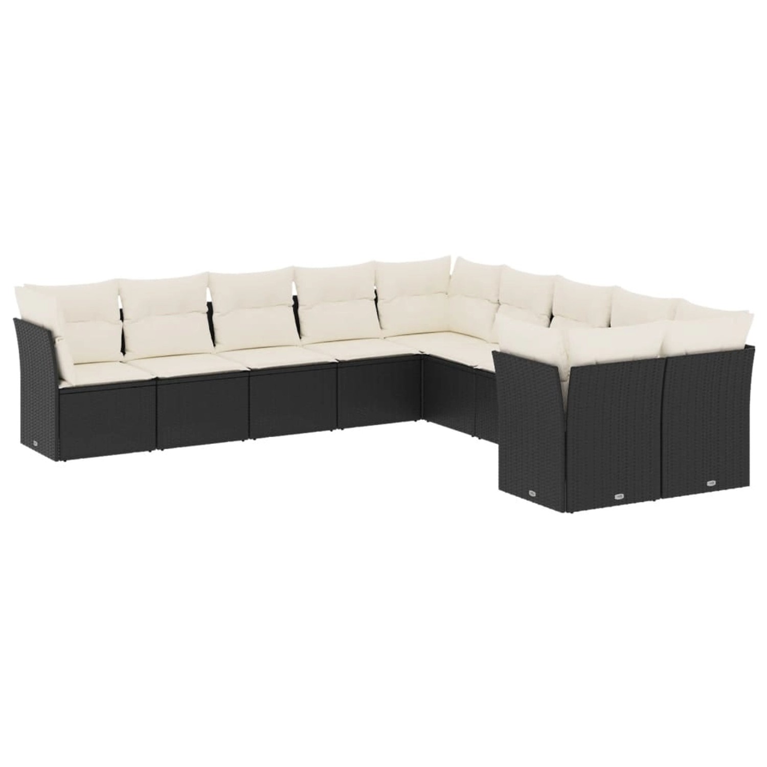 vidaXL 10-Tlg Garten-Sofagarnitur mit Kissen Schwarz Poly Rattan 3218236 günstig online kaufen
