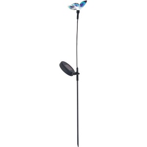 LED-Solarspieß Mongardino Lila mit Schmetterling, 62cm hoch, für den Garten.