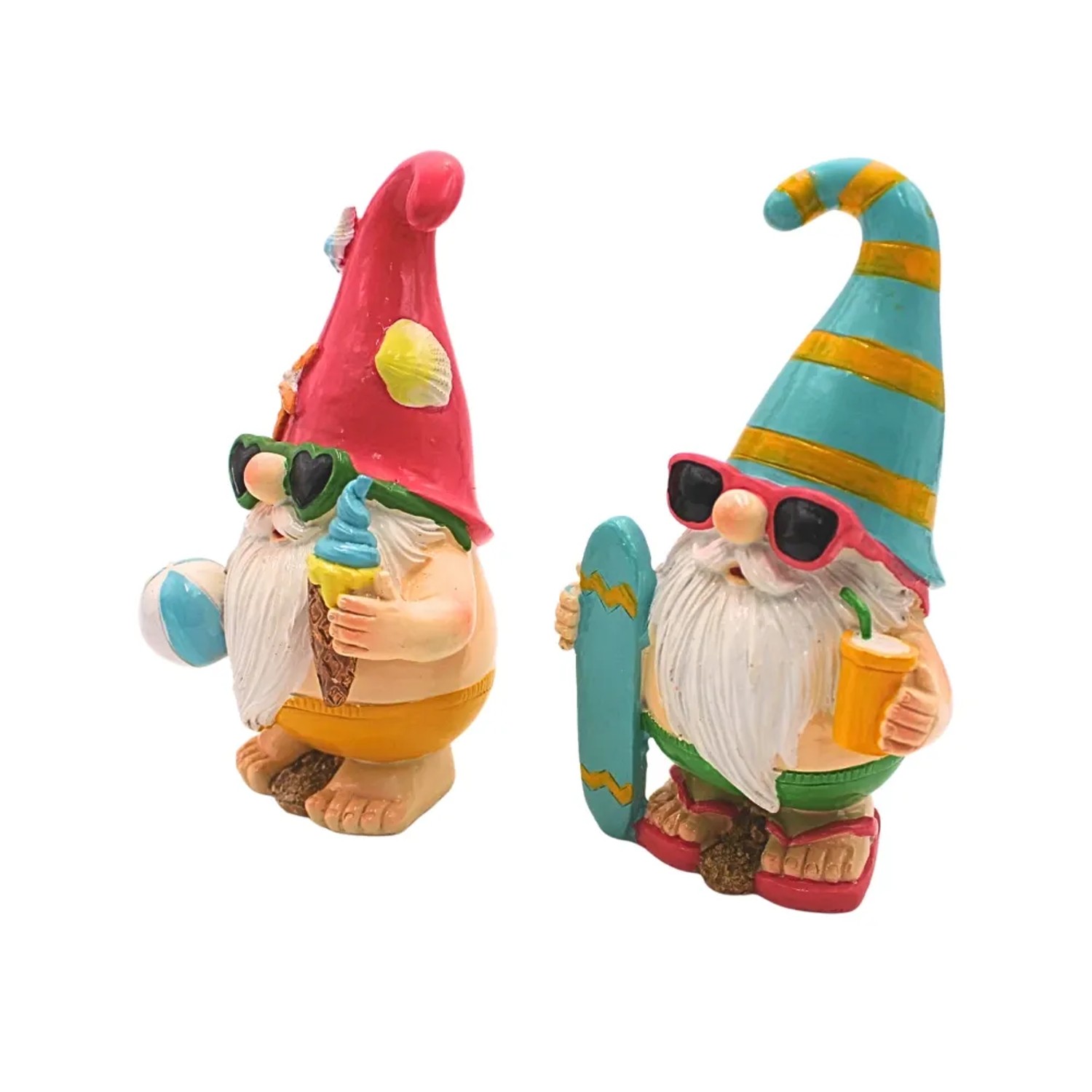 Dekohelden24 XL 2er Set Gartenzwerge als Urlauber Gartenzwerg Dekozwerge aus Keramik Größe L/B/H ca 11 x 8 x 17 cm_3