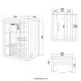 Skizze der traditionellen Sauna SKYLINE L aus Tannenholz mit Maßen.