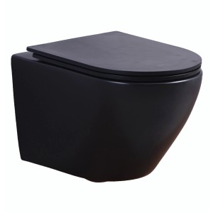 Glasdeals Wand-WC, spülrandlos, mit SoftClose Sitz, matt-schwarz.