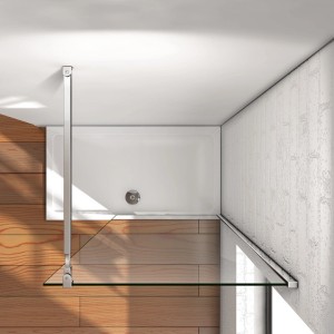 Duschparadies 200cm Wandprofil mit Stabilisierungsstange Stabilisator Ausziehbar 73-120cm Für 6-10mm Glas Walk-in Dusche Glas Seitenwand Chrom