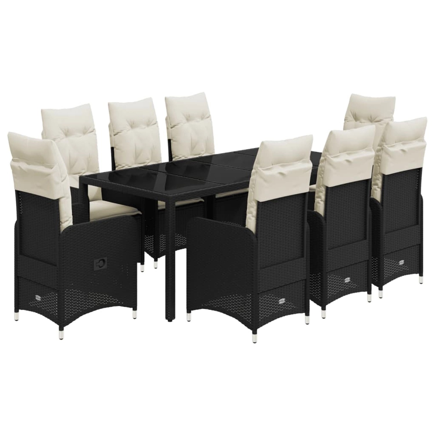 vidaXL 9-tlg Garten-Bistro-Set mit Kissen Schwarz Poly Rattan Modell 3