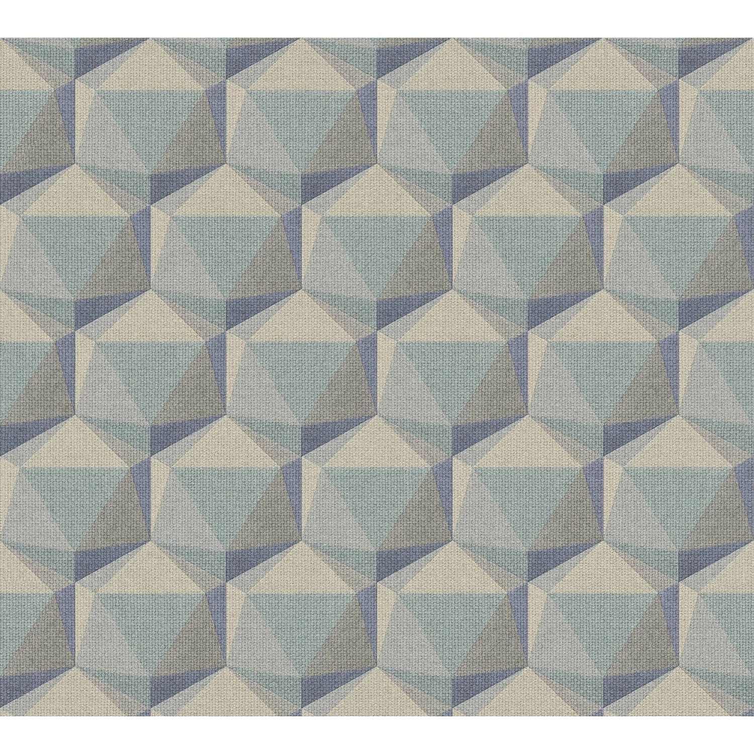 PROFHOME 387484-GU Grafik Tapete Retro Matt Türkis Beige Blau 0,53 m x 10,0 günstig online kaufen