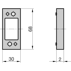 Basi Distanzplatte, silber, 2mm stark, für Panzerriegel PR 800/900 zum Höhenausgleich.