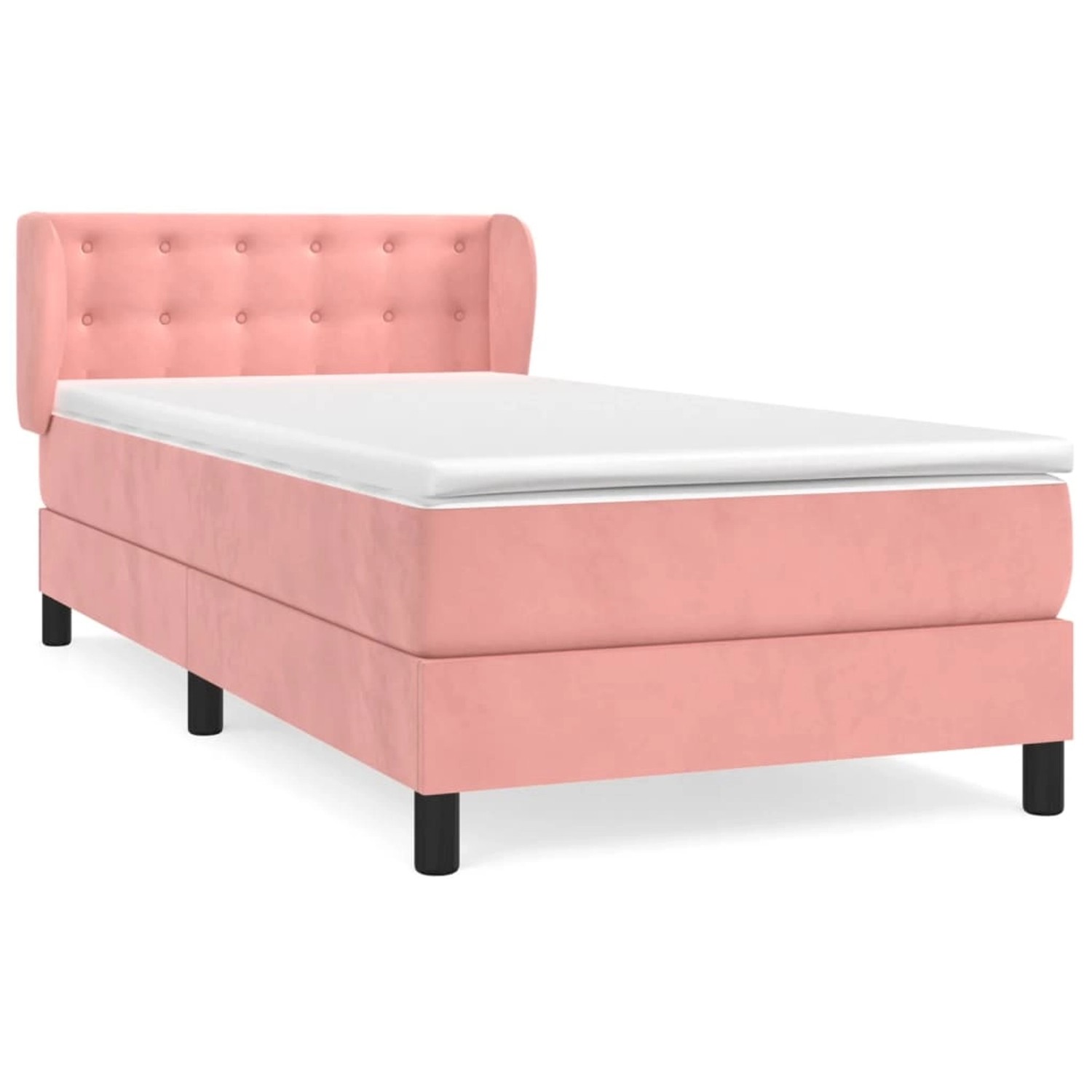 vidaXL Boxspringbett mit Matratze Rosa 90x200 cm Samt1469255 günstig online kaufen