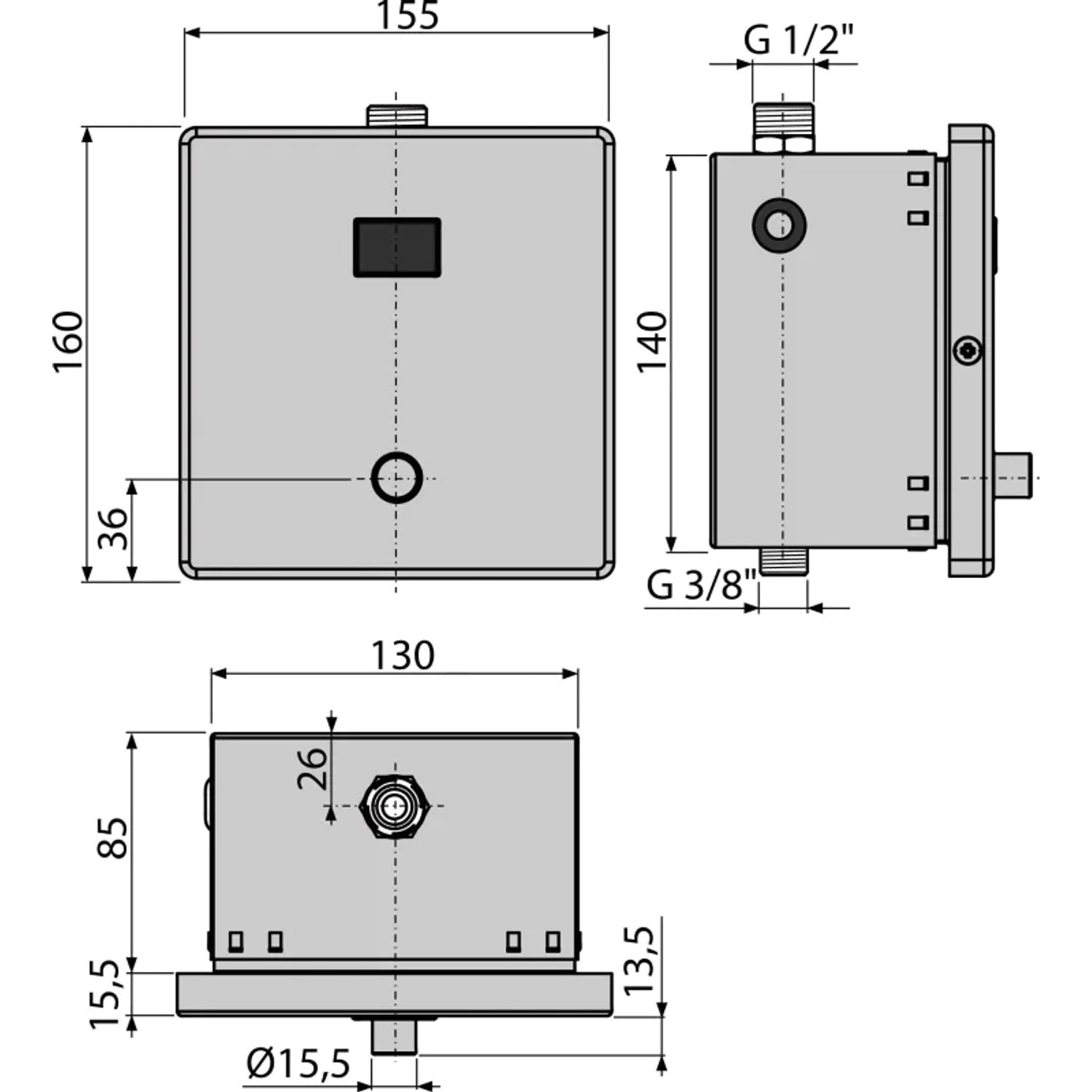 Alcadrain ASP4-KT automatischer Urinal-Spüler, manuelle Steuerung, Metall, 12 V._2