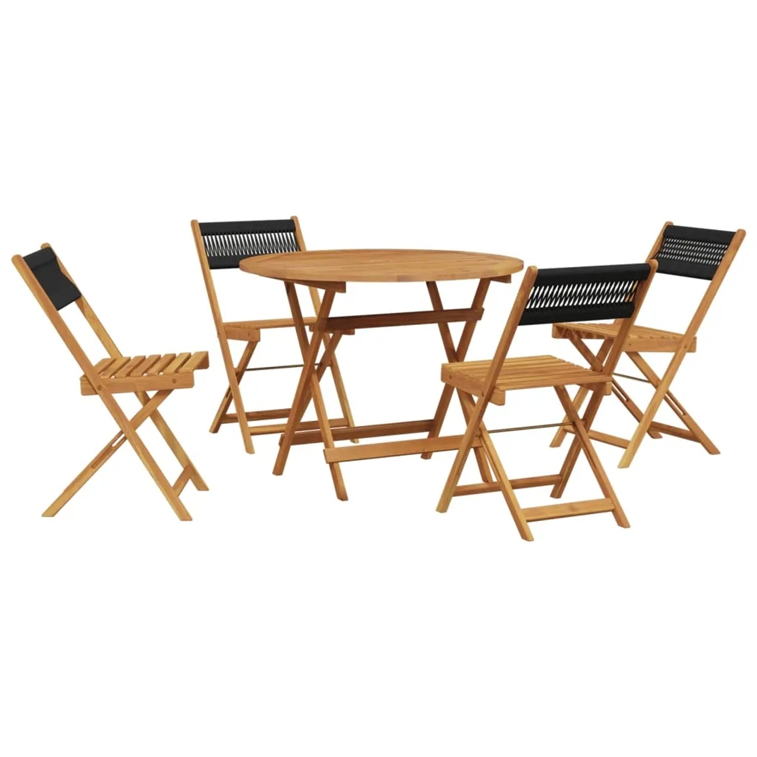 vidaXL 5-Tlg Garten-Essgruppe Polypropylen und Massivholz Schwarz 3281769