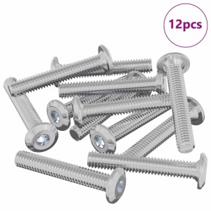 12er Set Kopf-Sicherungsschrauben M6 x 35 mm, silberfarben, aus Stahl.