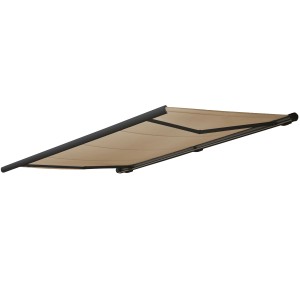 Elektrische Kassettenmarkise, 4x3m, creme, anthrazitfarbener Rahmen. Vollkassettenmarkise.