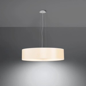 Weißer Sollux Lighting Kronleuchter Skala 50, runde Stoff-Glas-Kombination für stilvolle Beleuchtung.
