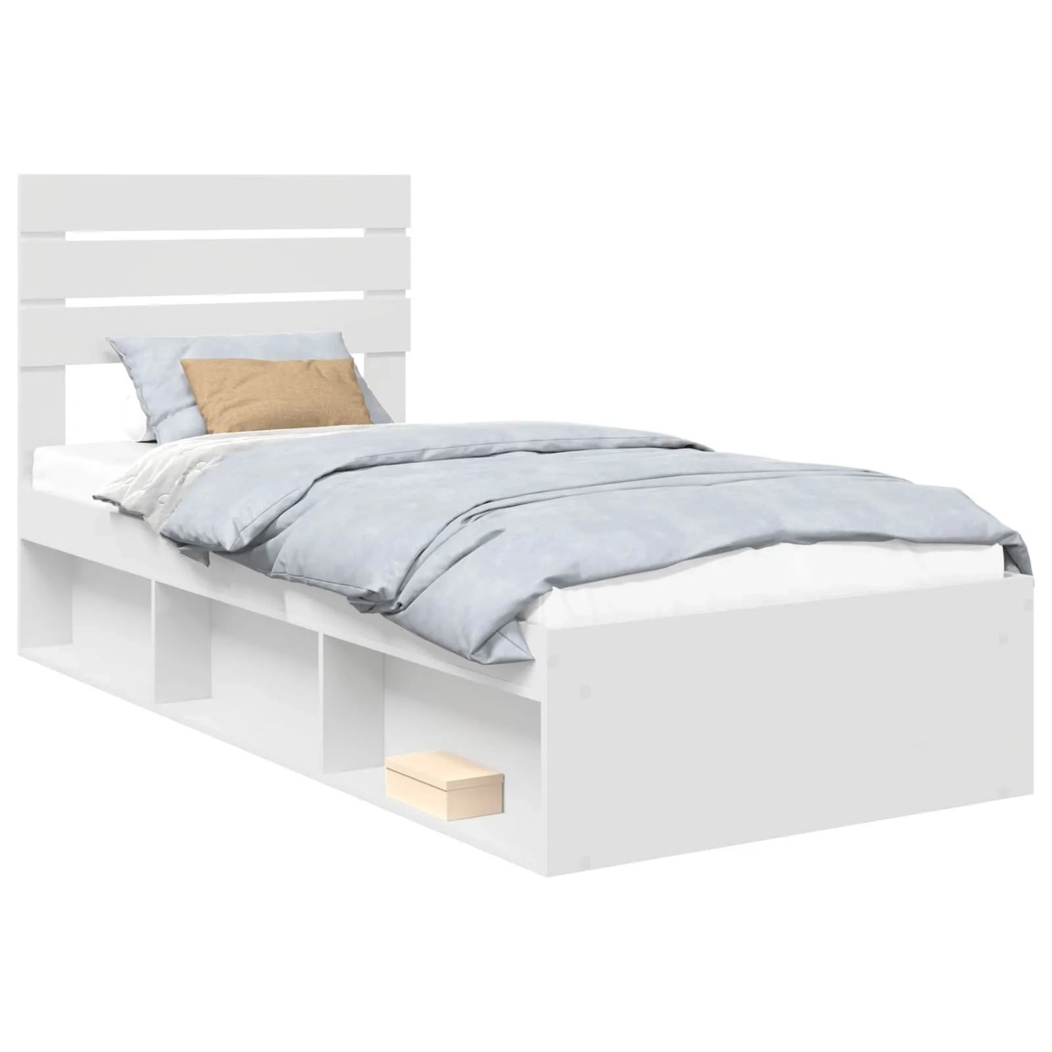 vidaXL Bettrahmen mit Kopfteil Weiß 75 x 190 cm Massives Kiefernholz 3411471
