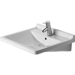 Weißes Duravit Starck 3 Vital Waschbecken, 60 cm, mit Hahnloch und Überlauf.