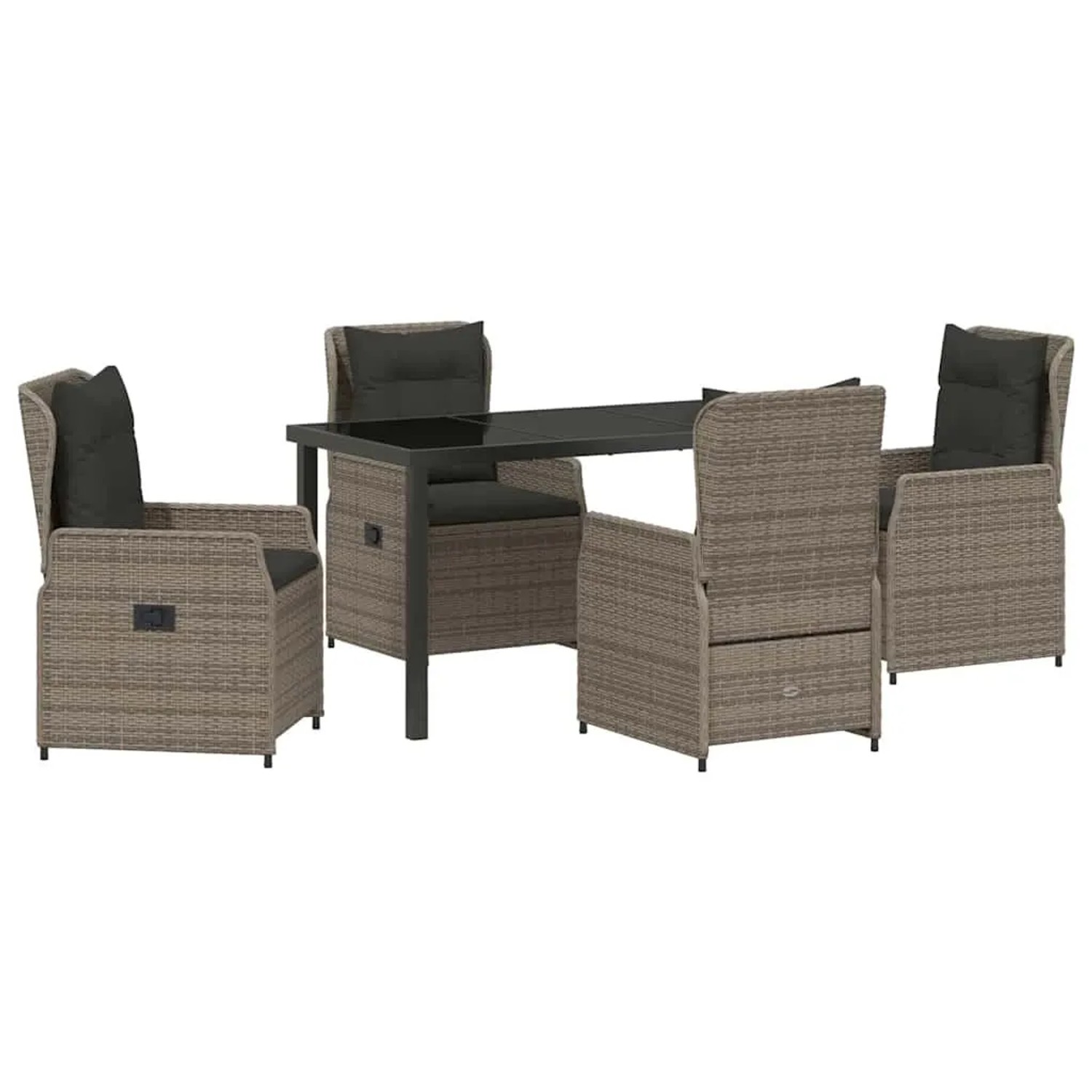 vidaXL Garten Essgruppe 5-Tlg Grau Poly-Rattan 3380955 günstig online kaufen