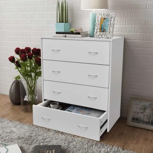 vidaXL Kommode mit 4 Schubladen 60x30,5x71 cm Weiß 242545