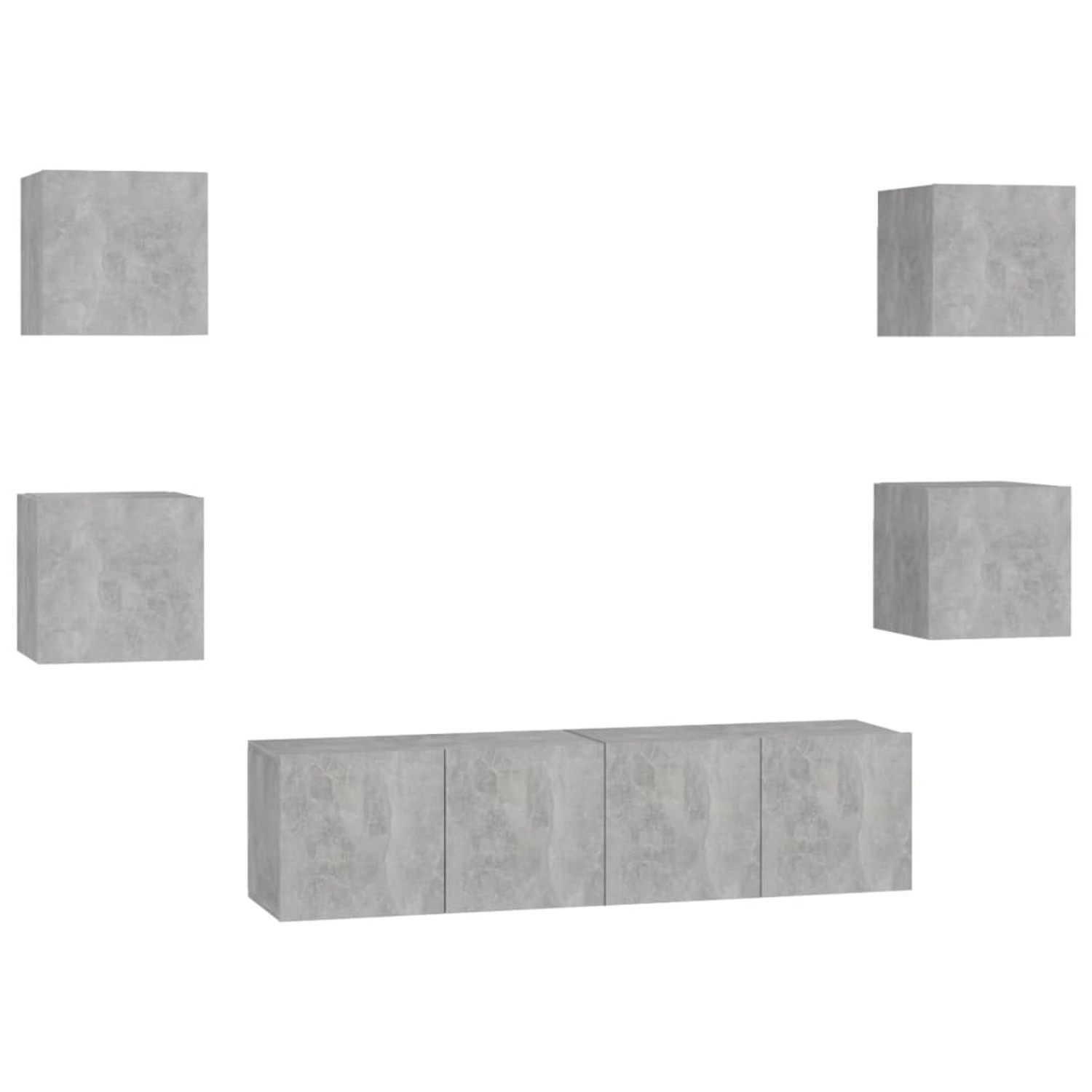 VidaXL 6-tlg. TV-Schrank-Set Betongrau Holzwerkstoff 5